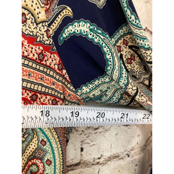 Gilli Dress Womens Medium Shift Navy Blue Paisley Long Sleeve Boat Neck Stretch - Picture 8 of 13